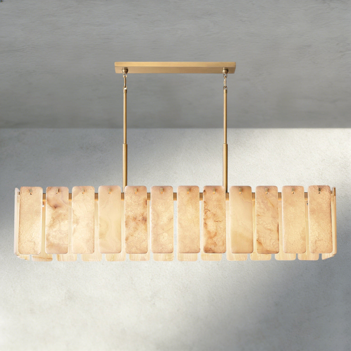 Calam Onyx Rectangular Alabaster Chandelier 60", 74" - lampmodern
