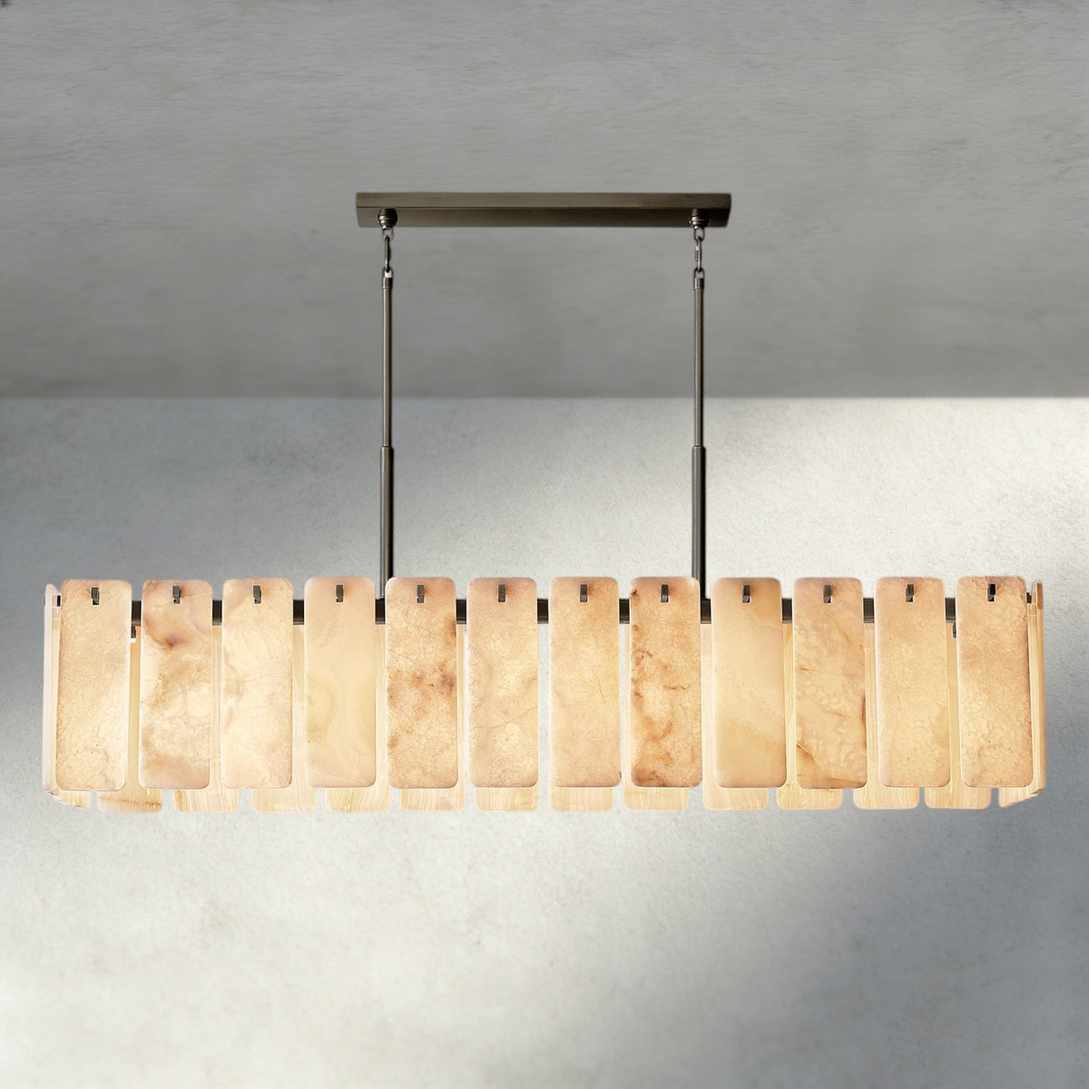Calam Onyx Rectangular Alabaster Chandelier 60", 74" - lampmodern