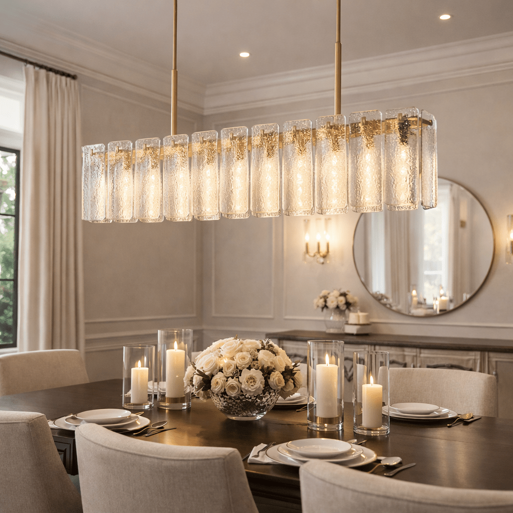 Calametta Glass Rectangular Chandelier - lampmodern