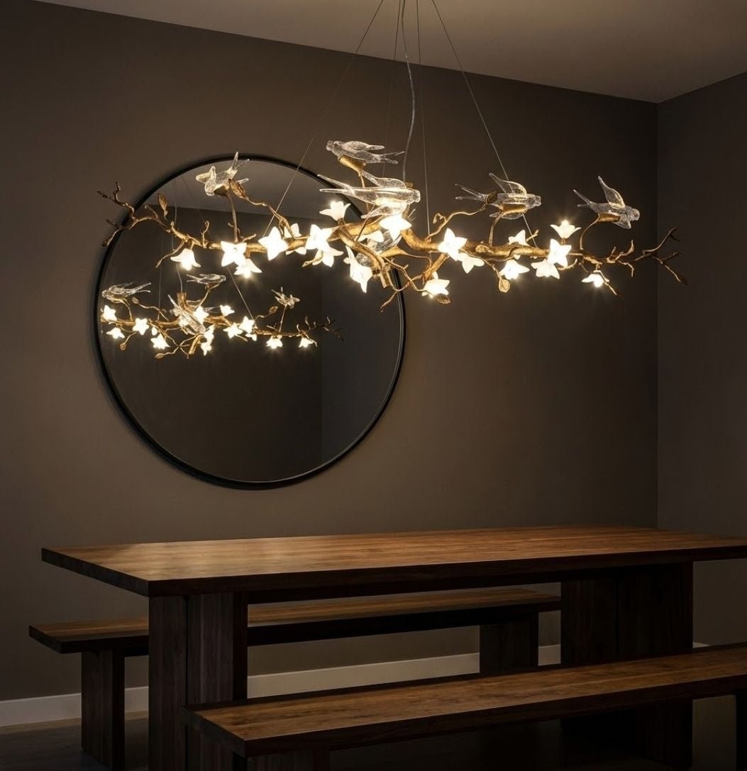 Calyx Bird Branch Chandelier for Dining Room - Copper49.2" (125cm)Warm White 3000Klampmodern
