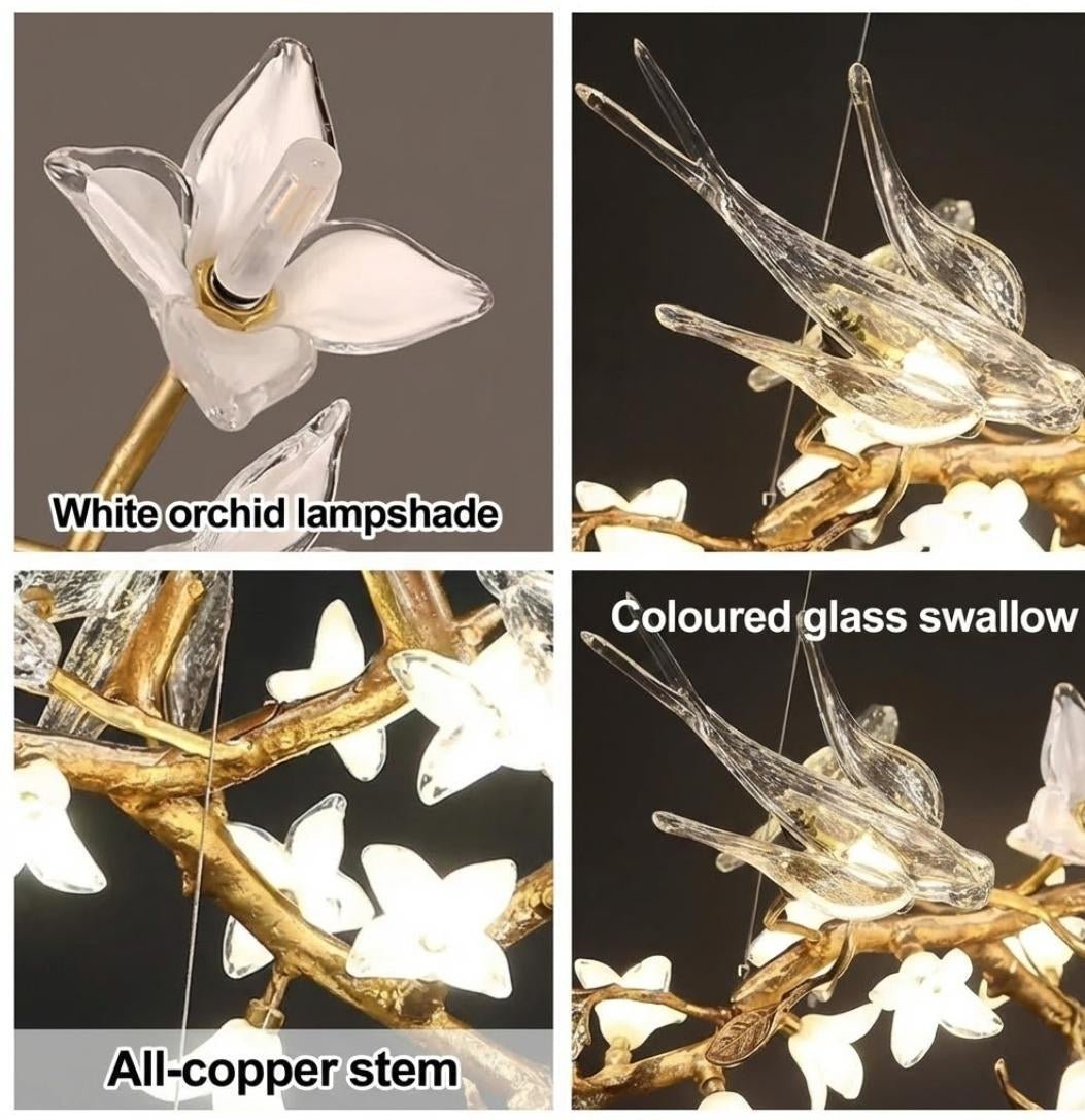 Calyx Bird Branch Chandelier for Dining Room - Copper49.2" (125cm)Warm White 3000Klampmodern