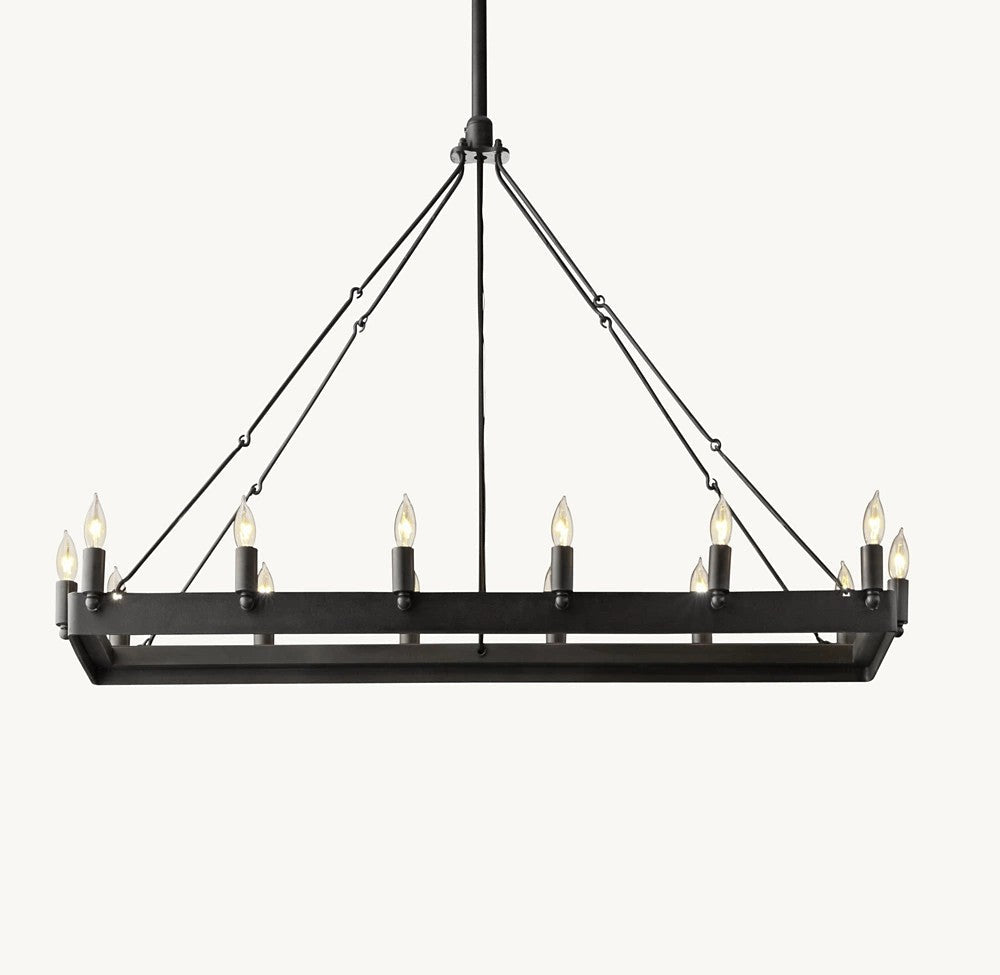 Camena Vintage Candelabra Rectangular Chandelier - lampmodern