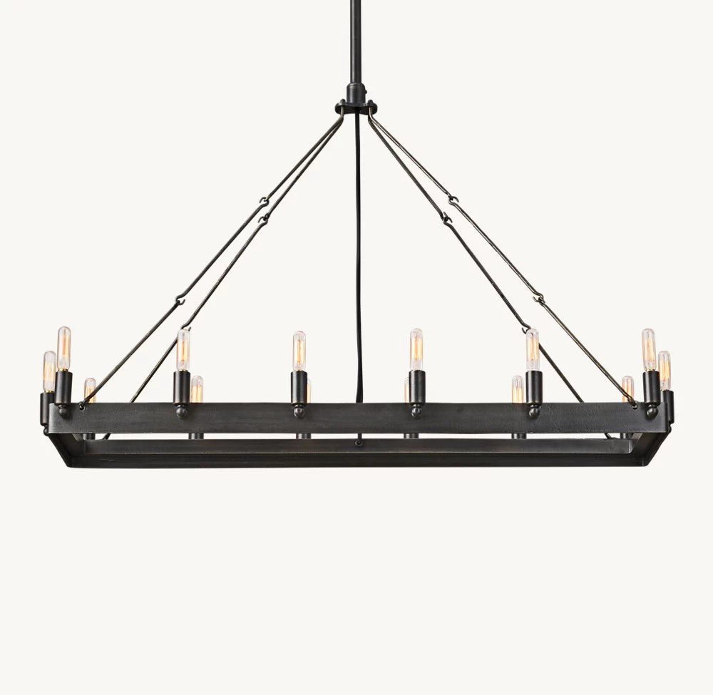 Camena Vintage Filament Rectangular Chandelier - lampmodern