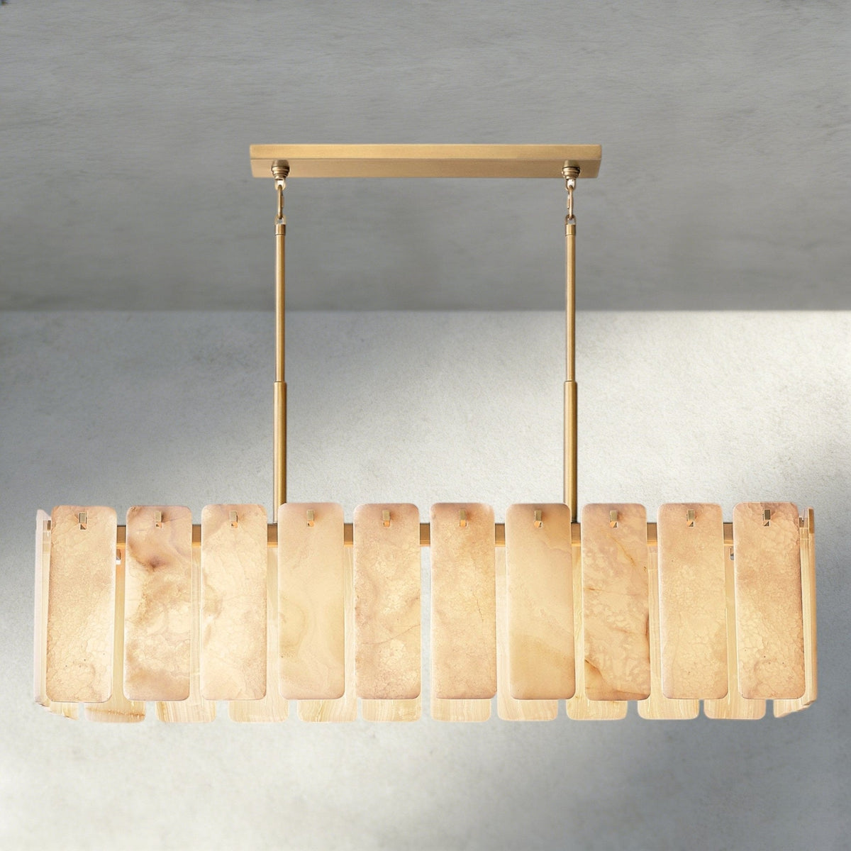 Celamotto Onyx Rectangular Alabaster Chandelier 60", 74" - lampmodern