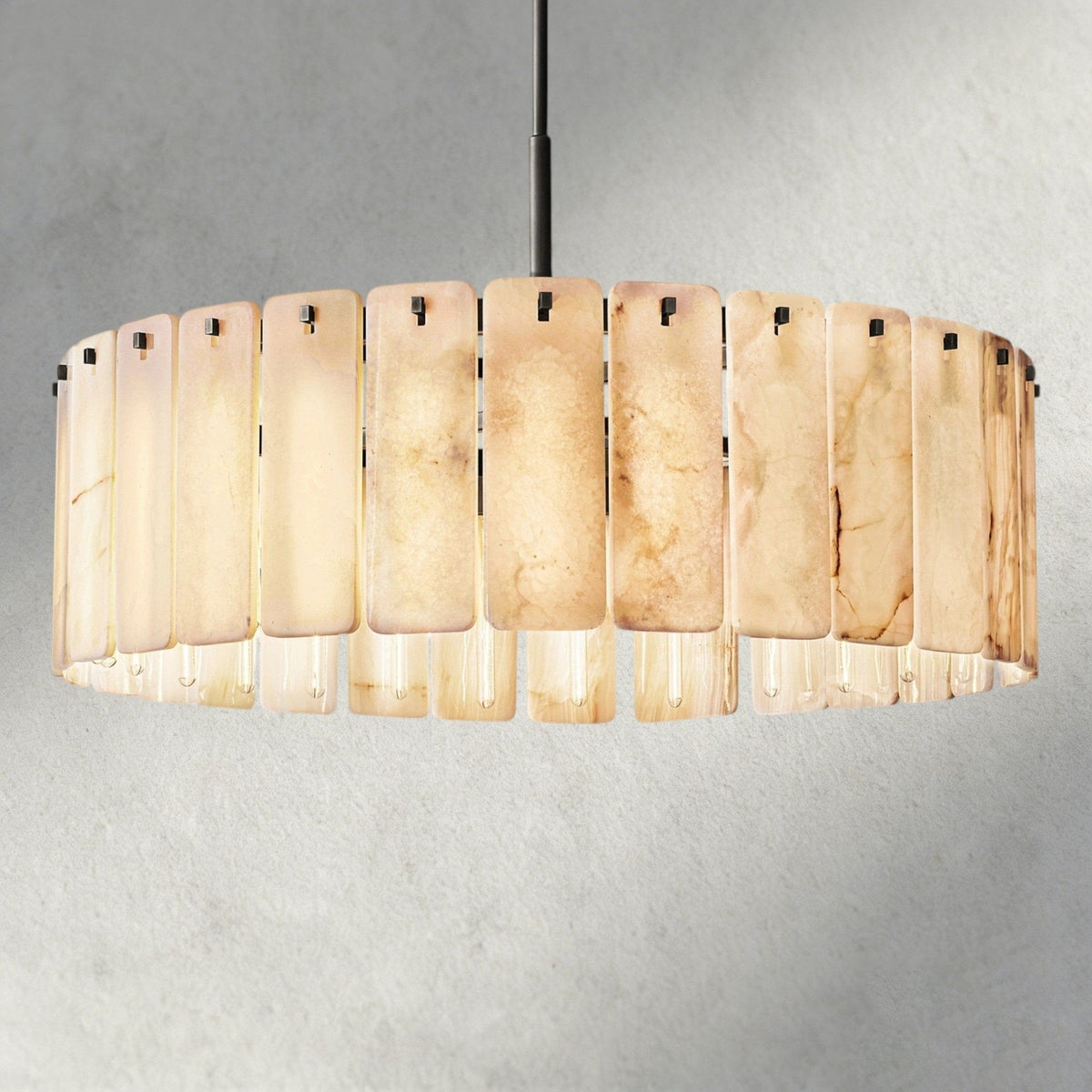 Celamotto Onyx Round Alabaster Chandelier 36". 48", 60" - lampmodern