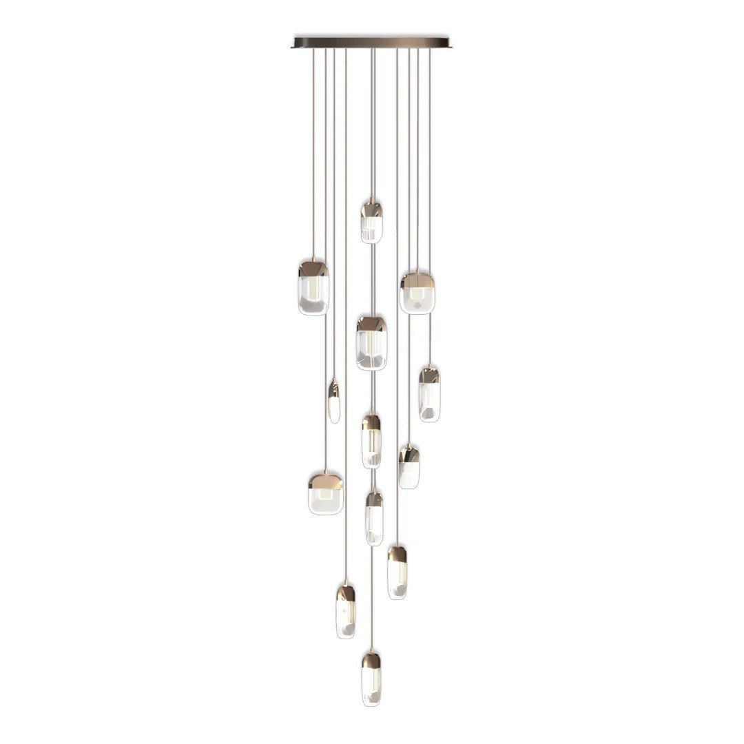 Chandelier for Staircase Full Copper Luxury Crystal Ceiling Light - lampmodern