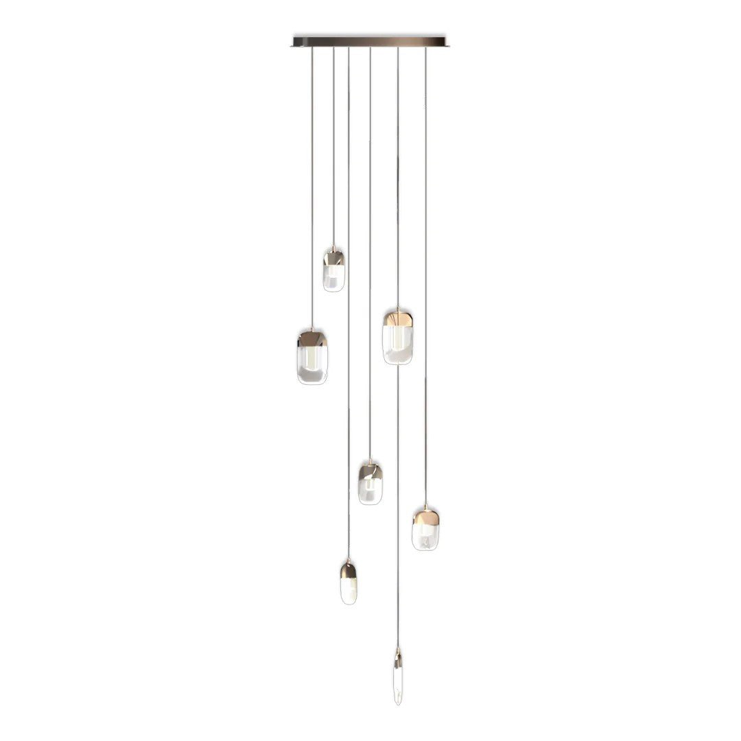 Chandelier for Staircase Full Copper Luxury Crystal Ceiling Light - lampmodern