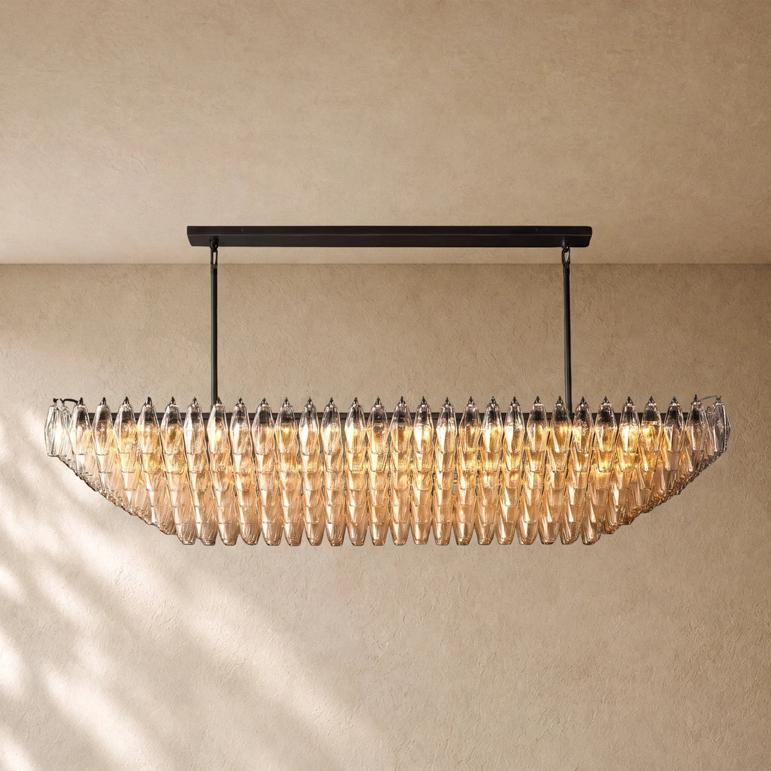 Chara Glass Tired Rectangular Chandelier 54"74"