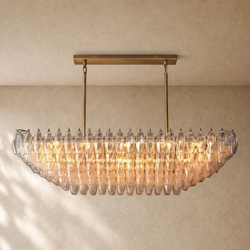 Chara Glass Tired Rectangular Chandelier 54"74"