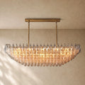 Chiaramn Clear Glass Tired Rectangular Chandelier 54’’74’’ - Clear / 54’’ / Lacquered Burnished Brasss