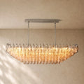 Chiaramn Clear Glass Tired Rectangular Chandelier 54’’74’’ - Clear / 54’’ / Nickle