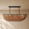 Chiaramn Clear Glass Tired Rectangular Chandelier 54’’74’’ - Smoke / 54’’ / Bronze