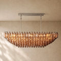 Chiaramn Clear Glass Tired Rectangular Chandelier 54’’74’’ - Smoke / 54’’ / Nickle