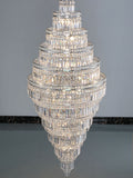 Chrome Extra Large Crystal Chandelier for Foyer Staircase Living Room Entrance Ceiling Light Fixture In Silver - lampmodern