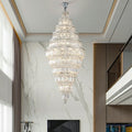 Chrome Extra Large Crystal Chandelier for Foyer Staircase Living Room Entrance Ceiling Light Fixture In Silver - lampmodern