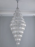 Chrome Extra Large Crystal Chandelier for Foyer Staircase Living Room Entrance Ceiling Light Fixture In Silver - lampmodern