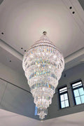 Chrome Extra Large Crystal Chandelier for Foyer Staircase Living Room Entrance Ceiling Light Fixture In Silver - lampmodern