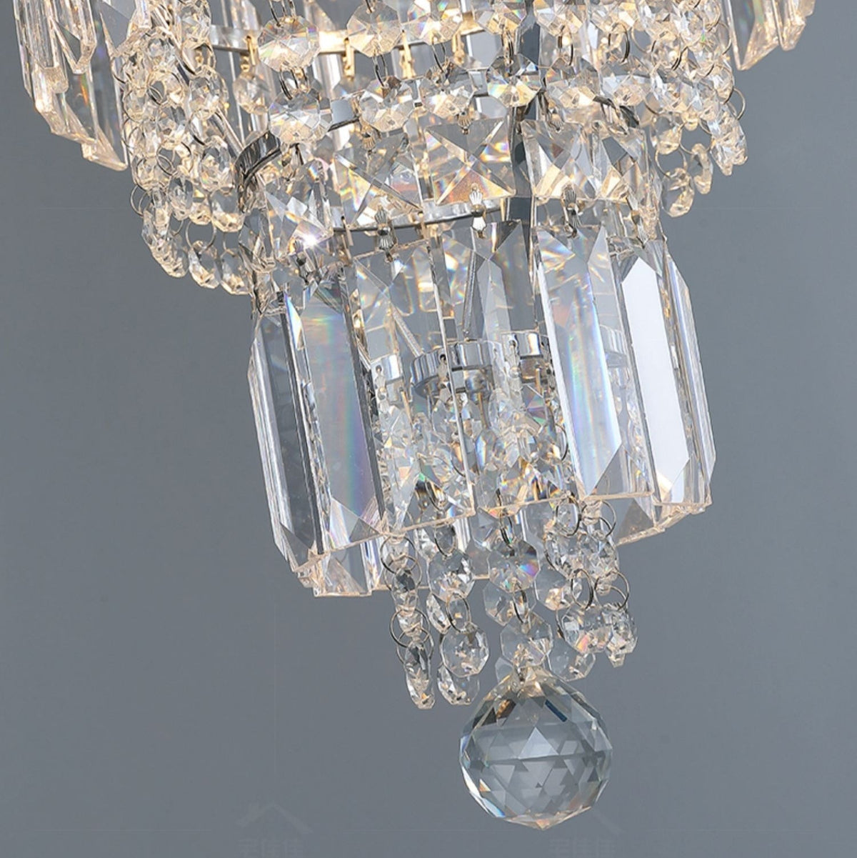Chrome Extra Large Crystal Chandelier for Foyer Staircase Living Room Entrance Ceiling Light Fixture In Silver - lampmodern