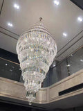 Chrome Extra Large Crystal Chandelier for Foyer Staircase Living Room Entrance Ceiling Light Fixture In Silver - lampmodern