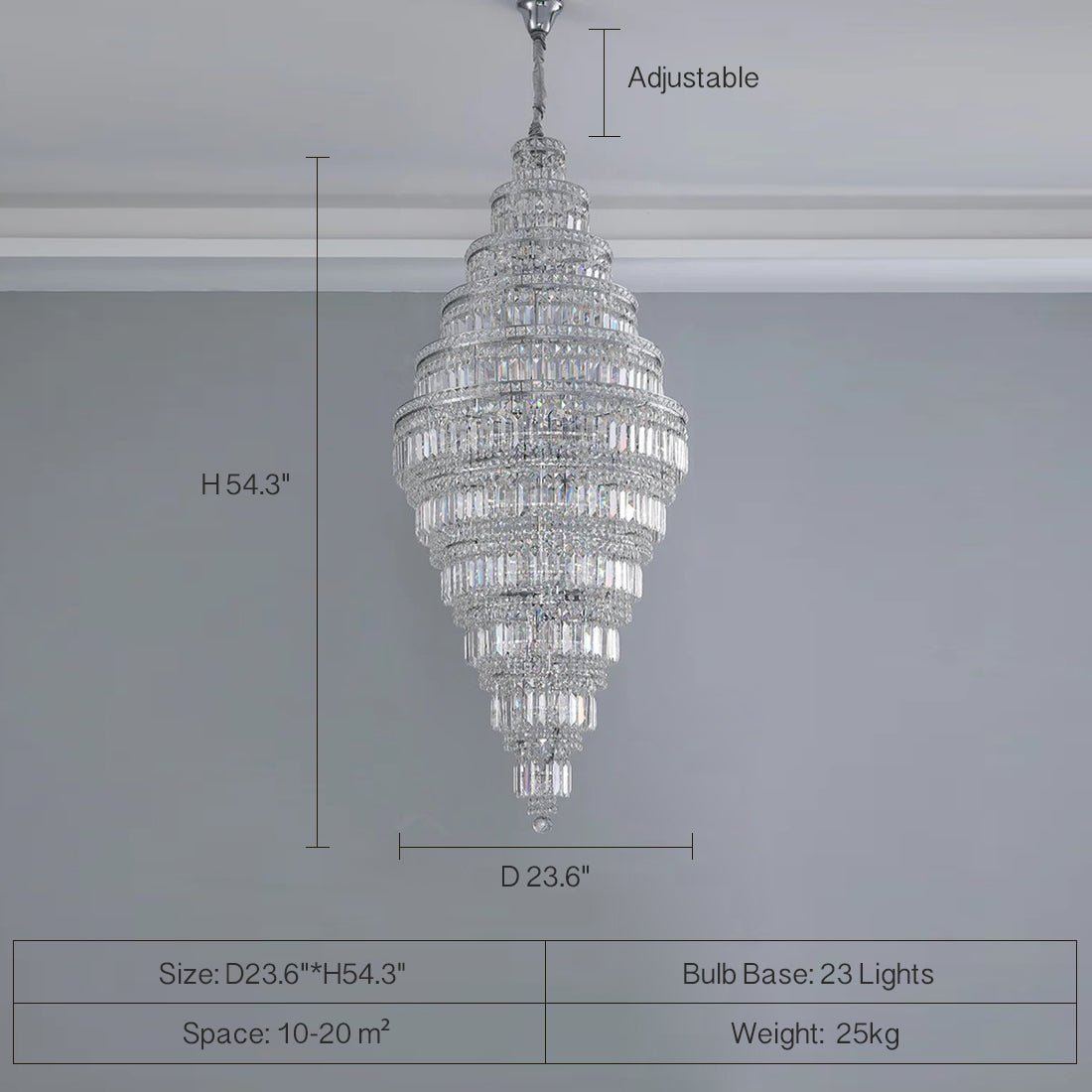 Chrome Extra Large Crystal Chandelier for Foyer Staircase Living Room Entrance Ceiling Light Fixture In Silver - lampmodern