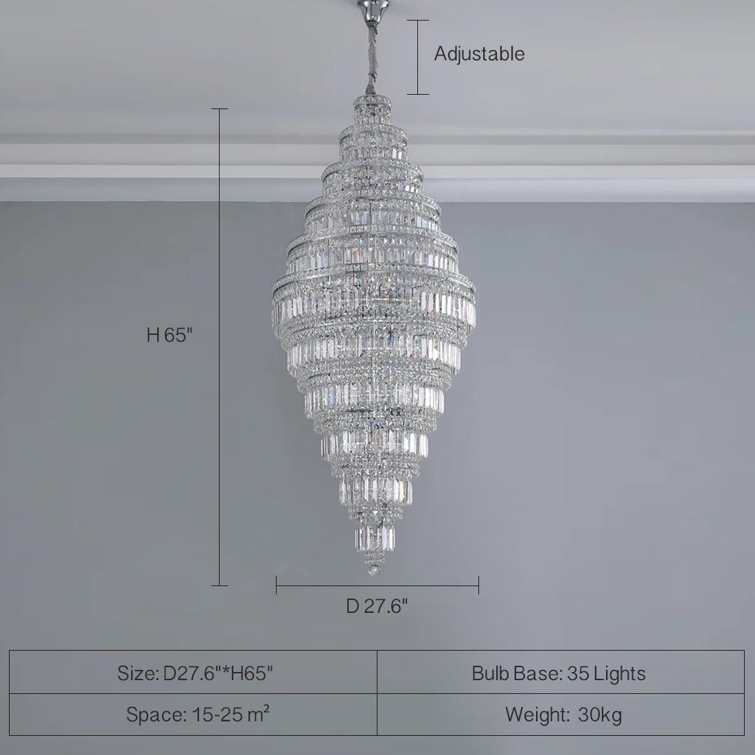 Chrome Extra Large Crystal Chandelier for Foyer Staircase Living Room Entrance Ceiling Light Fixture In Silver - lampmodern