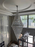 Chrome Extra Large Crystal Chandelier for Foyer Staircase Living Room Entrance Ceiling Light Fixture In Silver - lampmodern