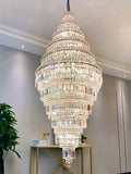 Chrome Extra Large Crystal Chandelier for Foyer Staircase Living Room Entrance Ceiling Light Fixture In Silver - lampmodern