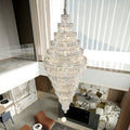 Chrome Extra Large Crystal Chandelier for Foyer Staircase Living Room Entrance Ceiling Light Fixture In Silver - lampmodern