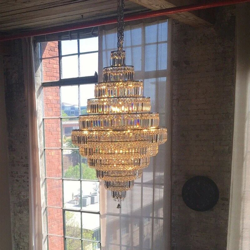 Chrome/ Silver/ Gold Extra Large Chandelier For Foyer Living Room Staircase Crystal Ceiling Lighting Fixture - lampmodern