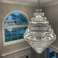 Chrome/ Silver/ Gold Extra Large Chandelier For Foyer Living Room Staircase Crystal Ceiling Lighting Fixture - lampmodern