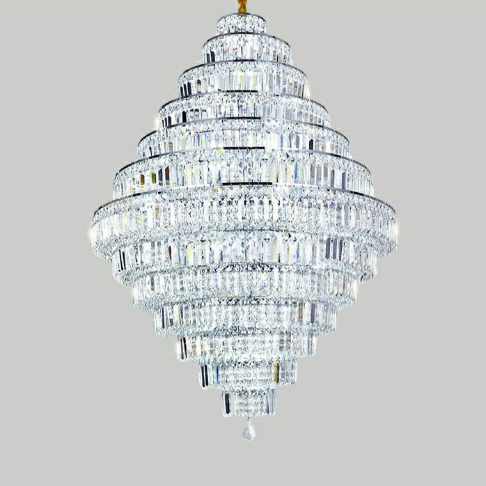 Chrome/ Silver/ Gold Extra Large Chandelier For Foyer Living Room Staircase Crystal Ceiling Lighting Fixture - lampmodern