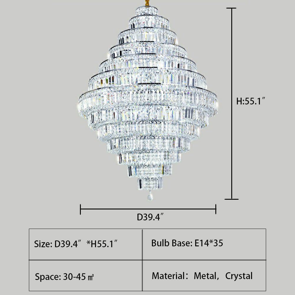 Chrome/ Silver/ Gold Extra Large Chandelier For Foyer Living Room Staircase Crystal Ceiling Lighting Fixture - lampmodern