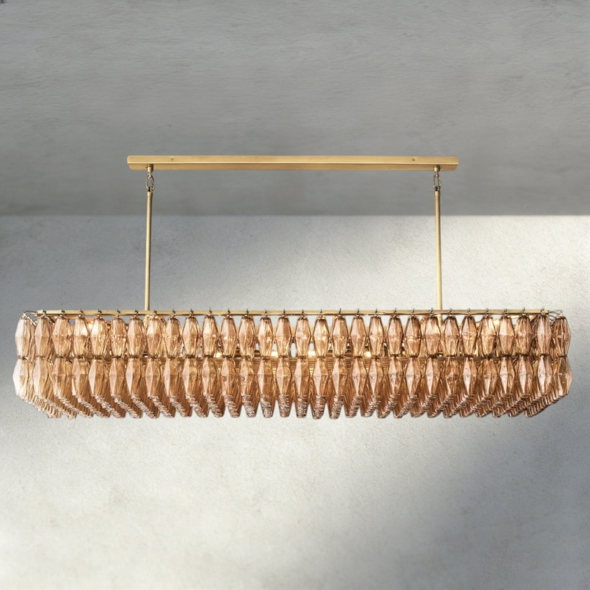 CIHELA CLEAR/ SMOKE GLASS RECTANGULAR CHANDELIER 54", 74" - lampmodern