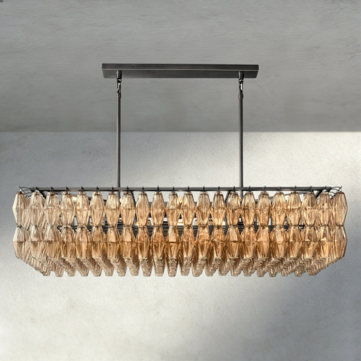 CIHELA CLEAR/ SMOKE GLASS RECTANGULAR CHANDELIER 54", 74" - lampmodern