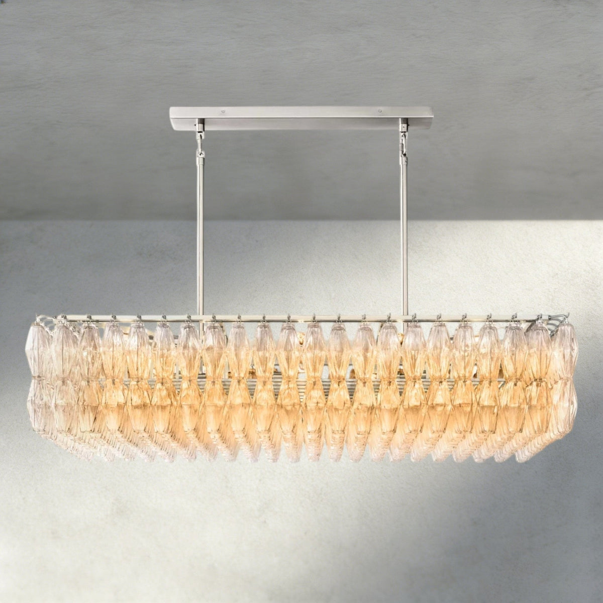 CIHELA CLEAR/ SMOKE GLASS RECTANGULAR CHANDELIER 54", 74" - lampmodern