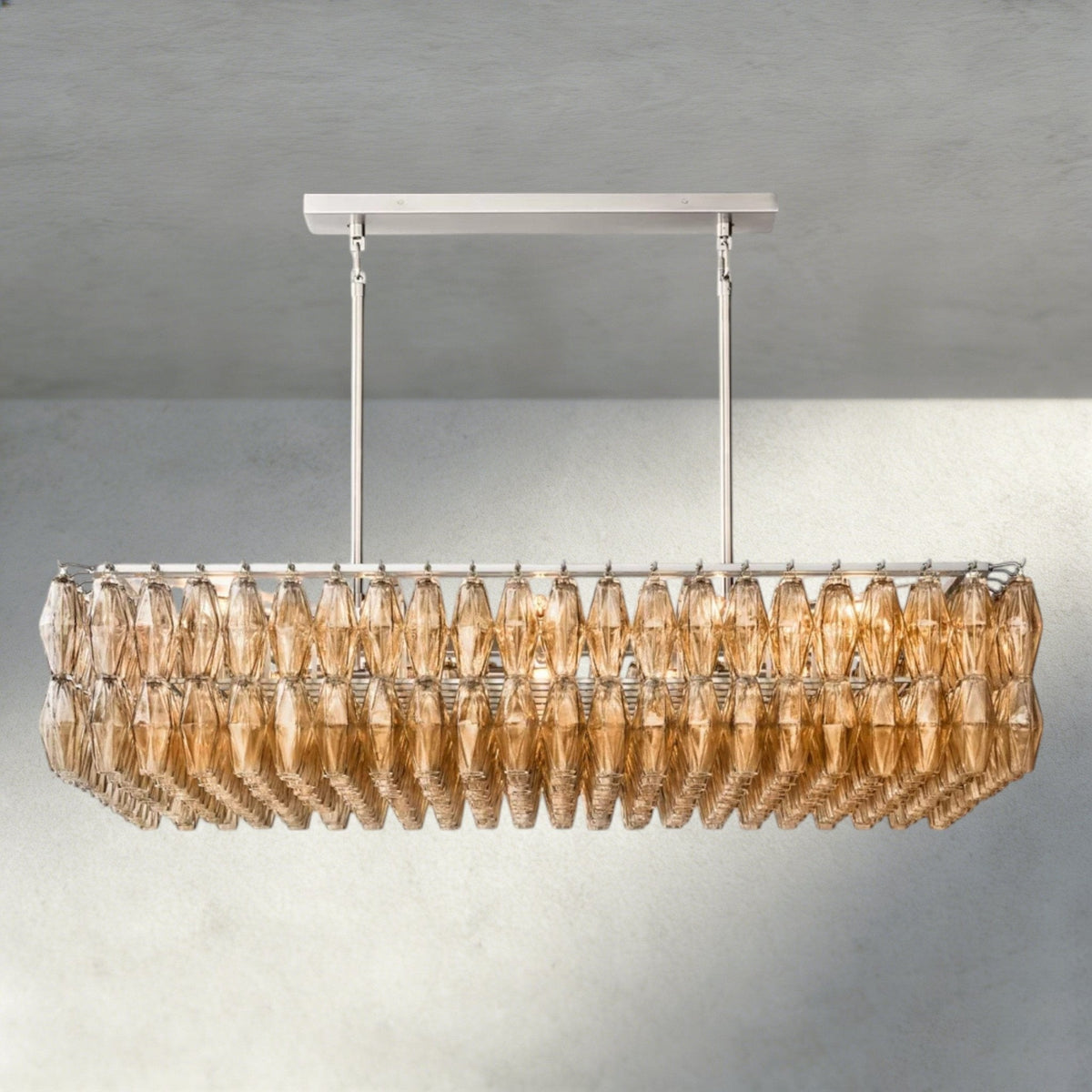 CIHELA CLEAR/ SMOKE GLASS RECTANGULAR CHANDELIER 54", 74" - lampmodern