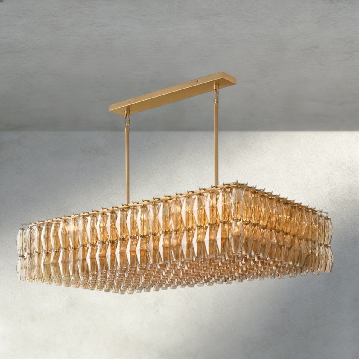 CIHELA CLEAR/ SMOKE GLASS RECTANGULAR CHANDELIER 54", 74" - lampmodern