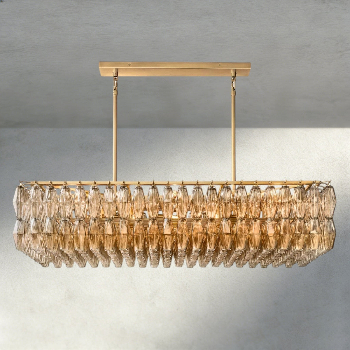 CIHELA CLEAR/ SMOKE GLASS RECTANGULAR CHANDELIER 54", 74" - lampmodern