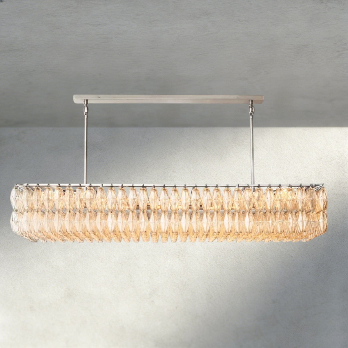 CIHELA CLEAR/ SMOKE GLASS RECTANGULAR CHANDELIER 54", 74" - lampmodern