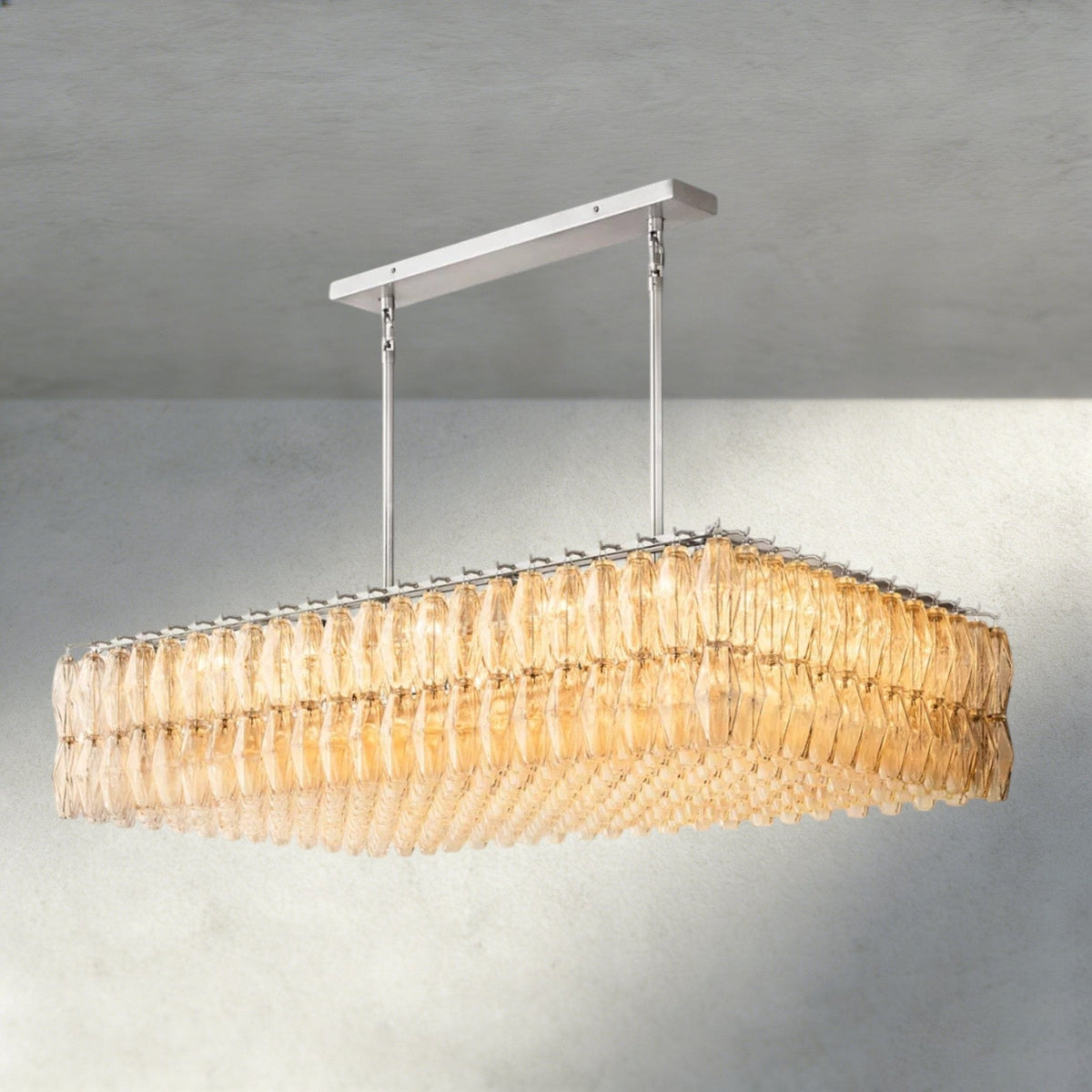 CIHELA CLEAR/ SMOKE GLASS RECTANGULAR CHANDELIER 54", 74" - lampmodern
