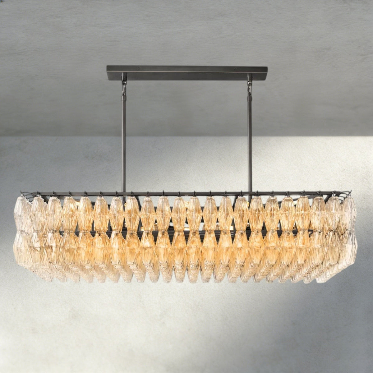 CIHELA CLEAR/ SMOKE GLASS RECTANGULAR CHANDELIER 54", 74" - lampmodern