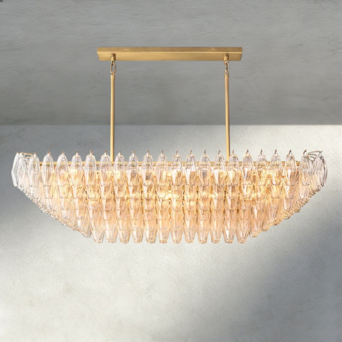 CIHELA CLEAR/ SMOKE GLASS TIERED RECTANGULAR CHANDELIER 54", 74" - lampmodern
