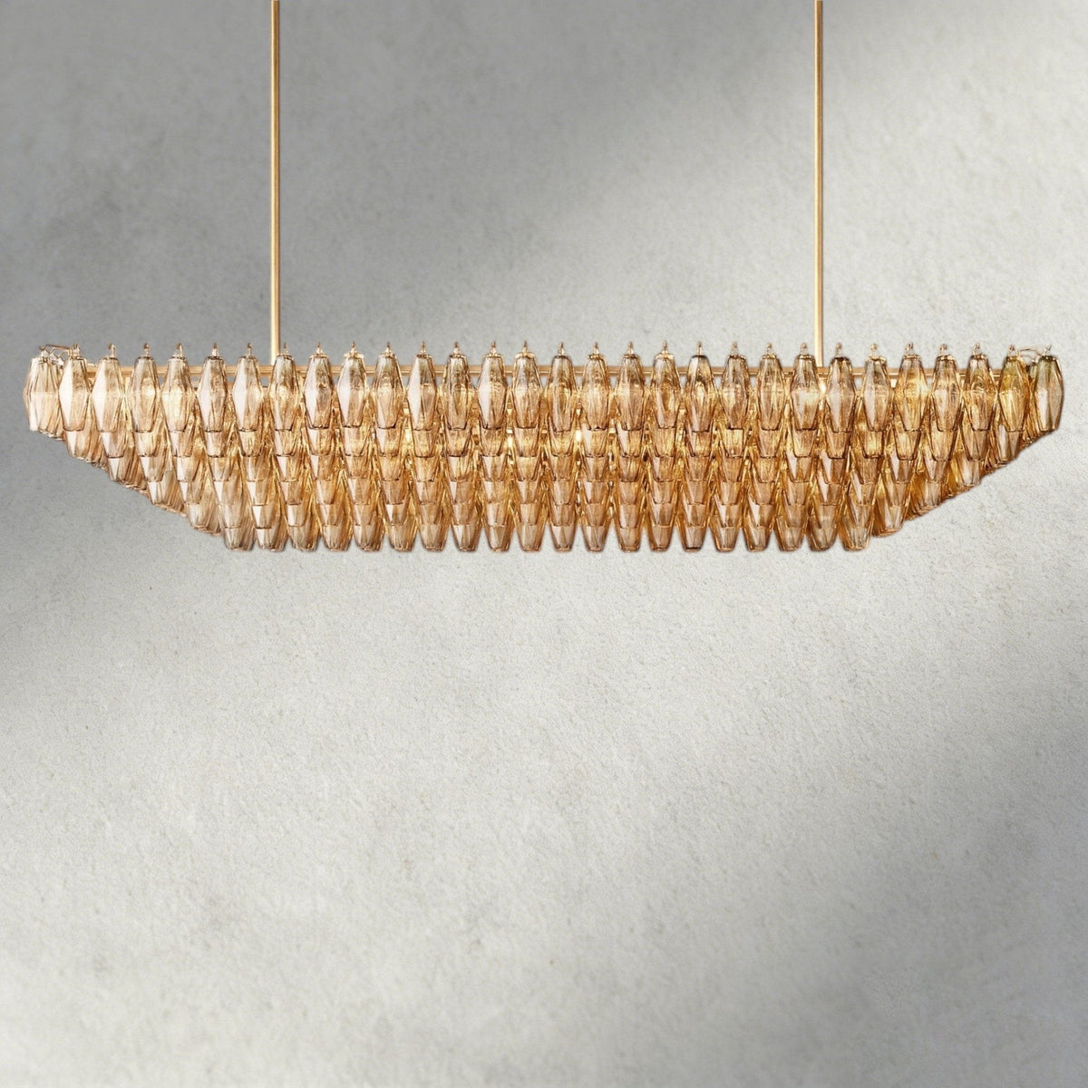 CIHELA CLEAR/ SMOKE GLASS TIERED RECTANGULAR CHANDELIER 54", 74" - lampmodern