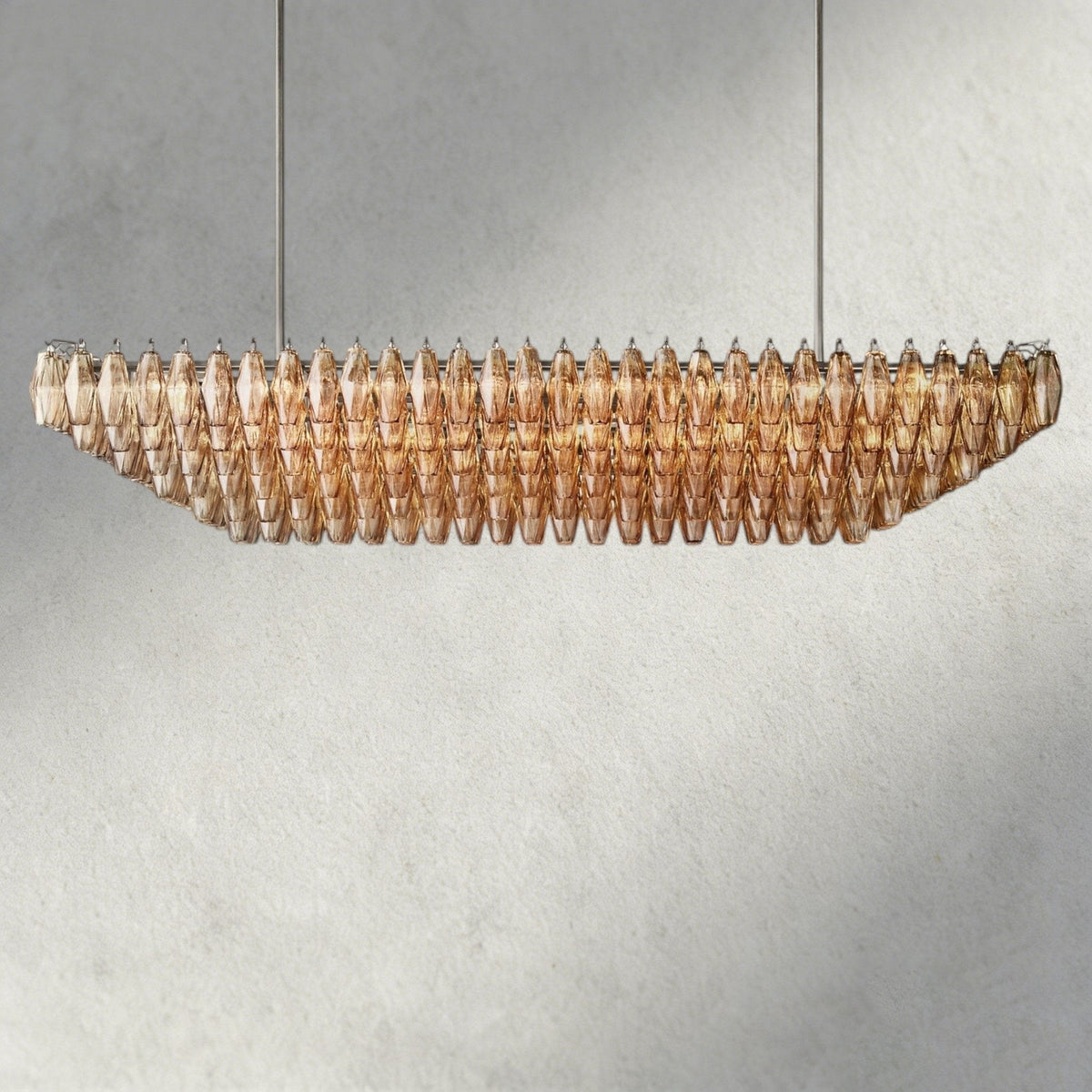 CIHELA CLEAR/ SMOKE GLASS TIERED RECTANGULAR CHANDELIER 54", 74" - lampmodern