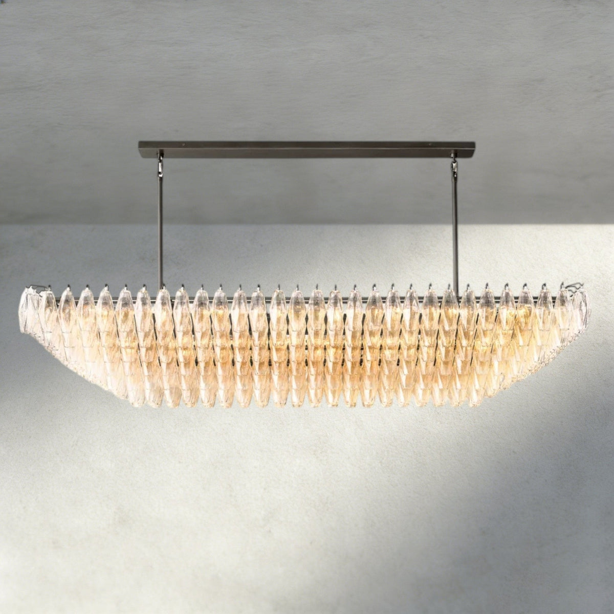 CIHELA CLEAR/ SMOKE GLASS TIERED RECTANGULAR CHANDELIER 54", 74" - lampmodern