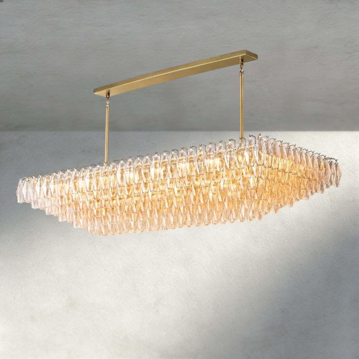 CIHELA CLEAR/ SMOKE GLASS TIERED RECTANGULAR CHANDELIER 54", 74" - lampmodern