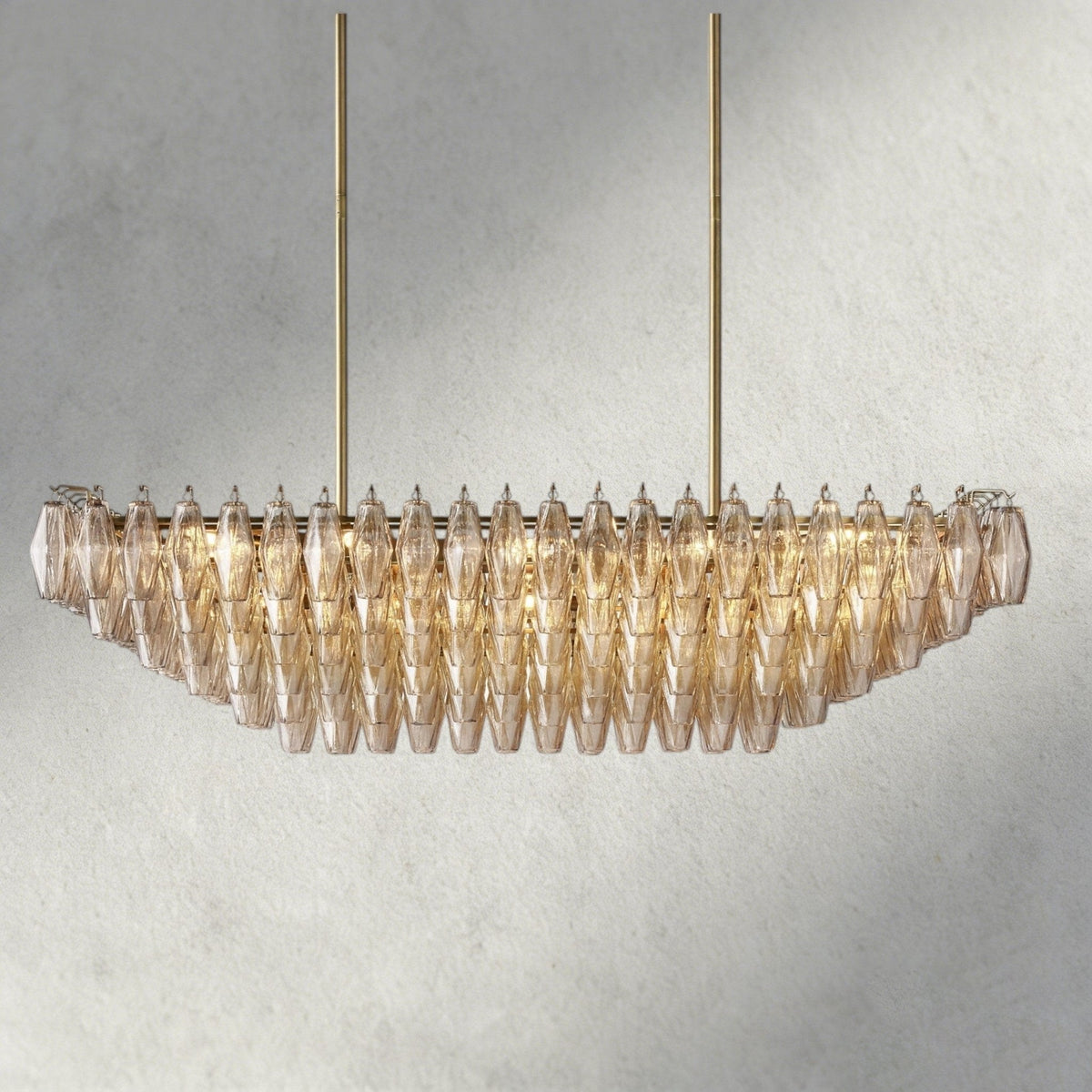 CIHELA CLEAR/ SMOKE GLASS TIERED RECTANGULAR CHANDELIER 54", 74" - lampmodern
