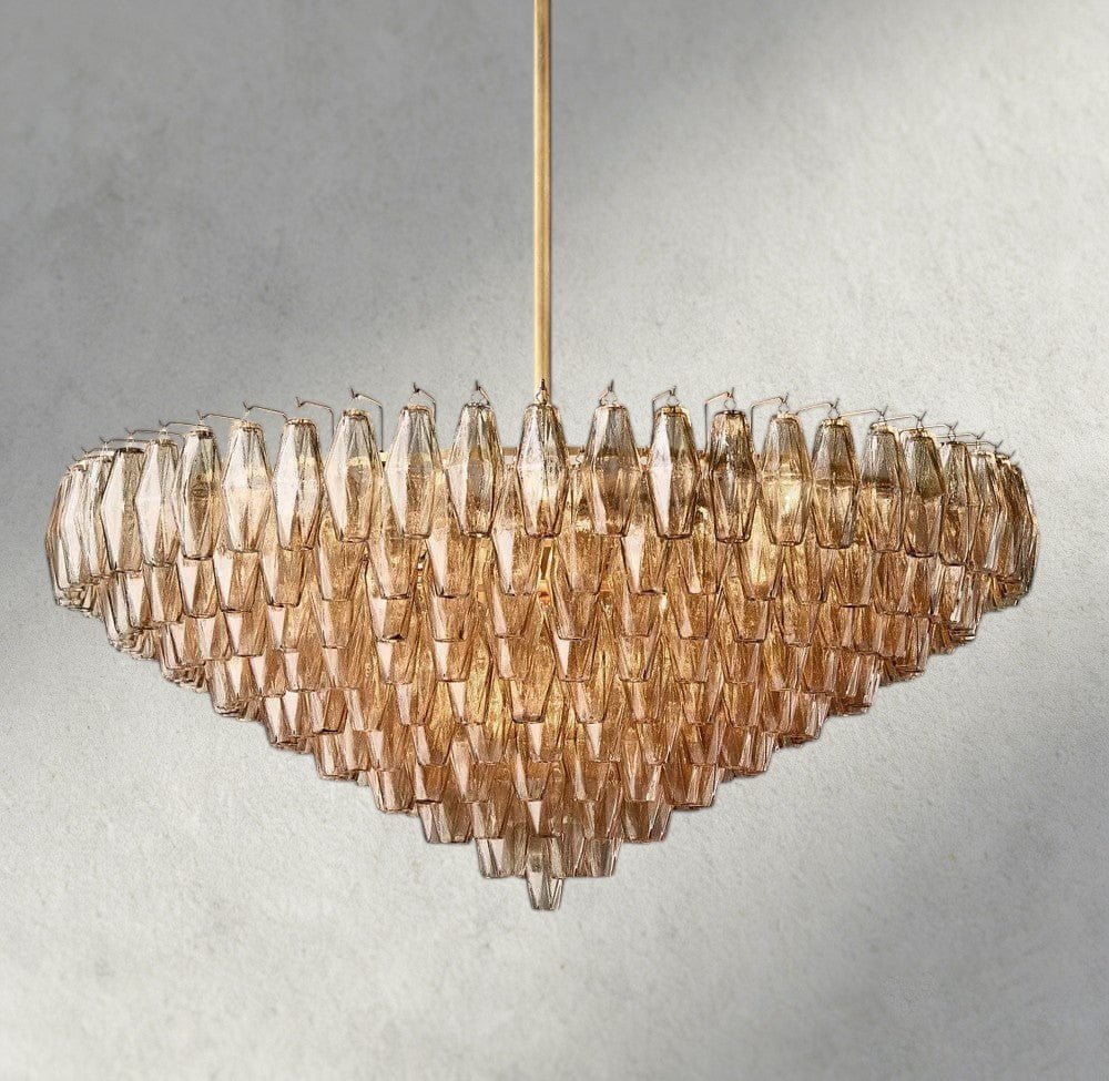 CIHELA CLEAR/ SMOKE GLASS TIERED ROUND CHANDELIER 37", 47", 62" - lampmodern