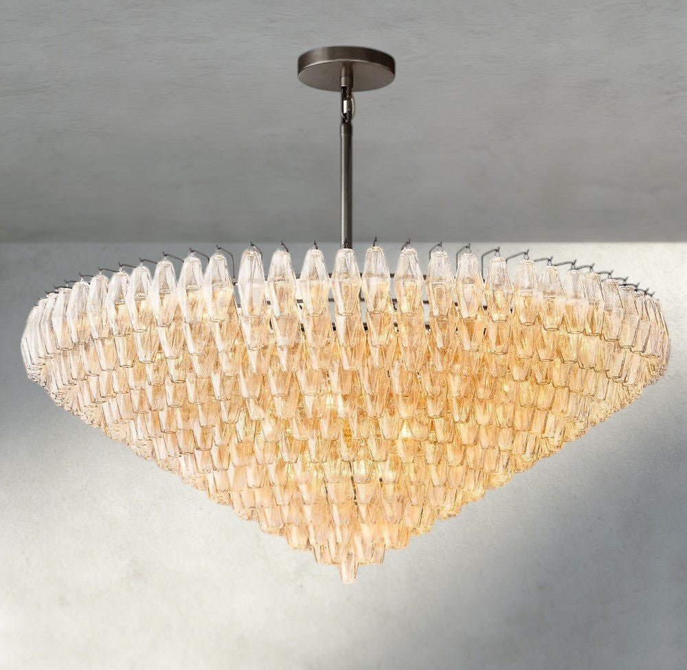 CIHELA CLEAR/ SMOKE GLASS TIERED ROUND CHANDELIER 37", 47", 62" - lampmodern