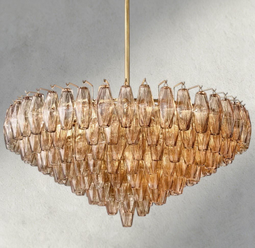 CIHELA CLEAR/ SMOKE GLASS TIERED ROUND CHANDELIER 37", 47", 62" - lampmodern